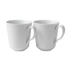 Royal Copenhagen Hvid Riflet Krus - 2 Stk.