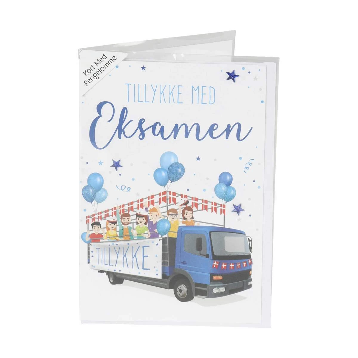 Studenterkort Med Pengelomme - Blå Hue 3 Studenterkort Med Pengelomme - Blå Hue