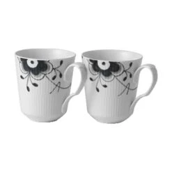 Royal Copenhagen Sort Mega Riflet Krus - 2 Stk.