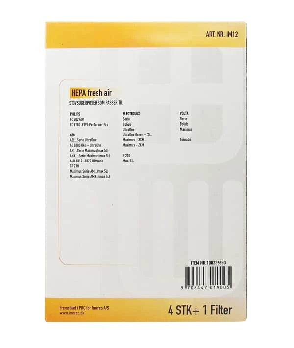 Støvsugerpose IM12 - 4 Stk. 5 Støvsugerpose IM12 - 4 Stk. - Billede 3