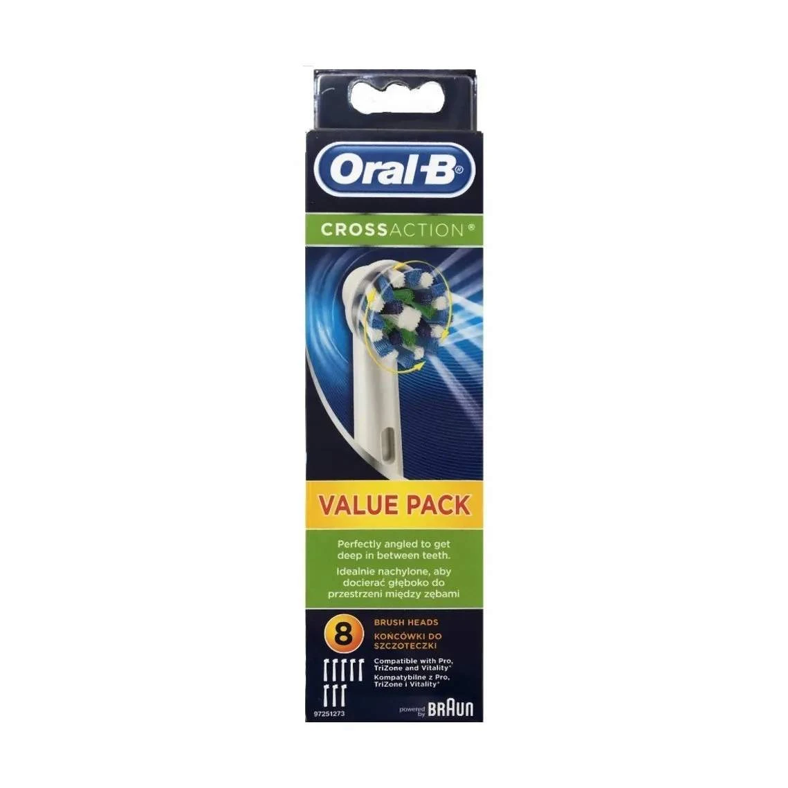 Oral B CrossAction Tandbørstehoved - 8 Stk. 3 Oral B CrossAction Tandbørstehoved - 8 Stk.