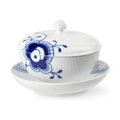 Royal Copenhagen Blå Mega Riflet Skål M. Låg Og Underkop